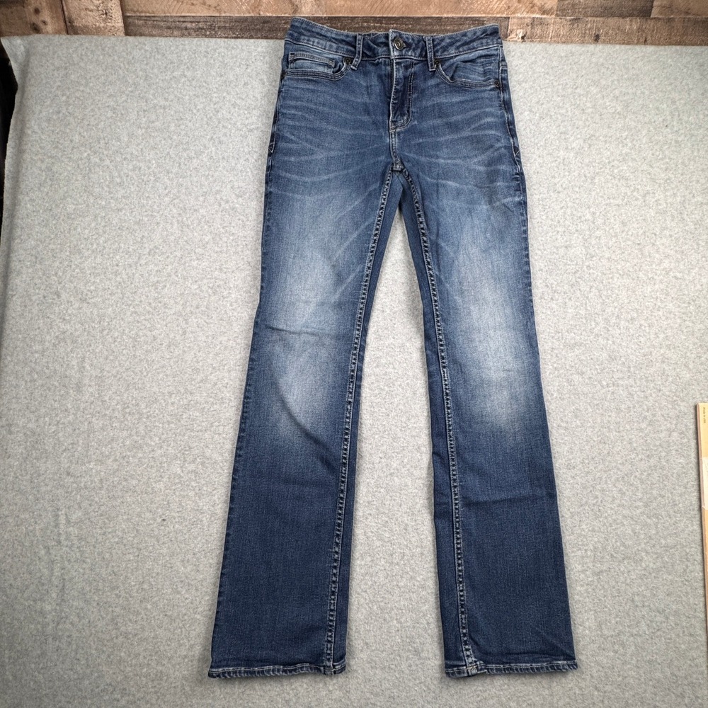 BKE Jeans Mens 29 R Aiden Bootcut Stretch Distressed Dark Wash Denim Western